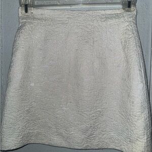 H&M Ivory Textured A-Line Skirt